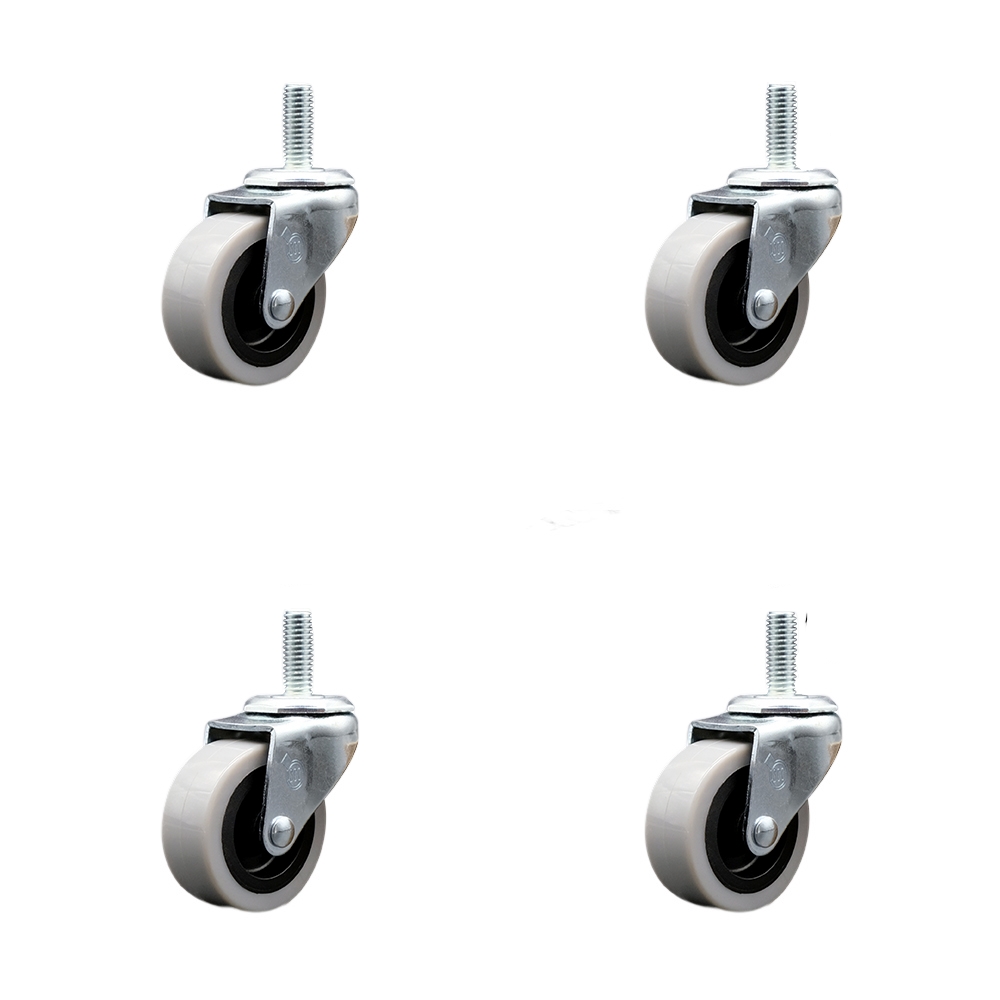 2 Inch Swivel Thermoplastic Rubber Caster Wheels and 5/16 Inch - 18 TPI x 1.5 Inch Threaded Stem Casters - 320 lbs. Total Capacity - Set of 4 - Service Caster Brand — photo 1
