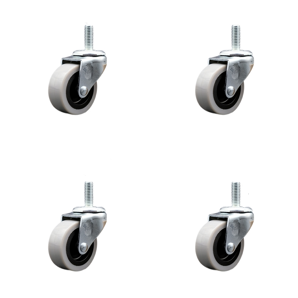 2 Inch Swivel Thermoplastic Rubber Caster Wheels and 10 mm - 1.50 TPI x 1.5 Inch Threaded Stem Casters - 320 lbs. Total Capacity - Set of 4 - Service Caster Brand — photo 1