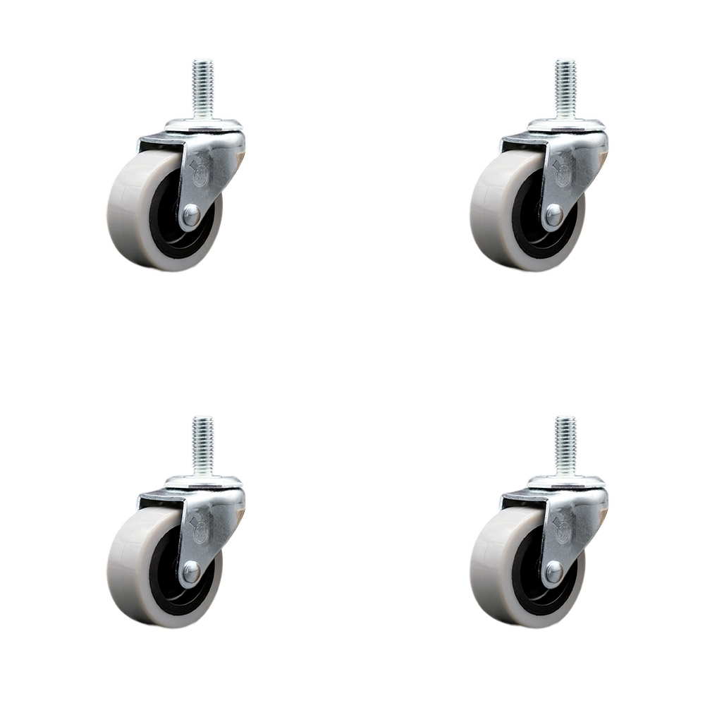 2 Inch Swivel Thermoplastic Rubber Caster Wheels and 8 mm - 1.25 TPI x 1.5 Inch Threaded Stem Casters - 320 lbs. Total Capacity - Set of 4 - Service Caster Brand — photo 1