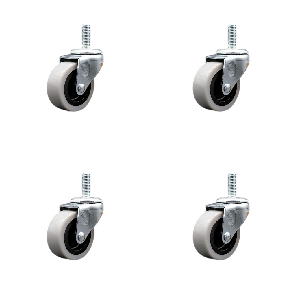 2 Inch Swivel Polyurethane Caster Wheels and 3/8 Inch - 16 TPI x 1 Inch Threaded Stem Casters - 360 lbs. Total Capacity - Set of 4 - Service Caster Brand — photo 1