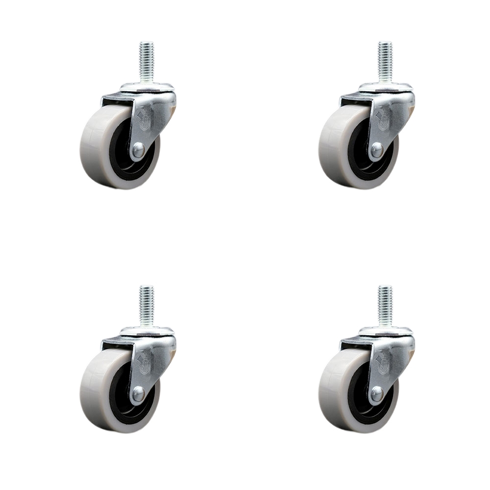 2 Inch Swivel Polyurethane Caster Wheels and 5/16 Inch - 18 TPI x 1 Inch Threaded Stem Casters - 360 lbs. Total Capacity - Set of 4 - Service Caster Brand — photo 1