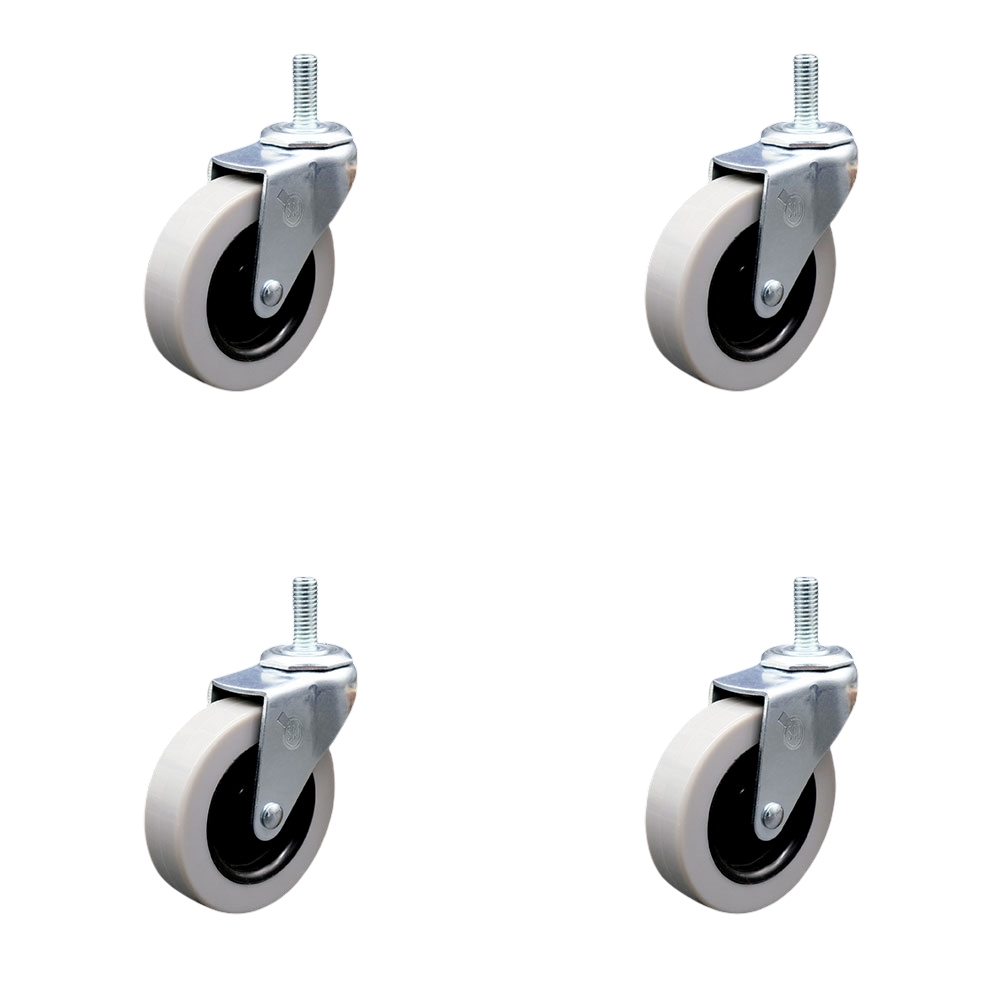 3 Inch Swivel Thermoplastic Rubber Caster Wheels and 1/2 Inch - 13 TPI x 1.5 Inch Threaded Stem Casters - 440 lbs. Total Capacity - Set of 4 - Service Caster Brand — photo 1