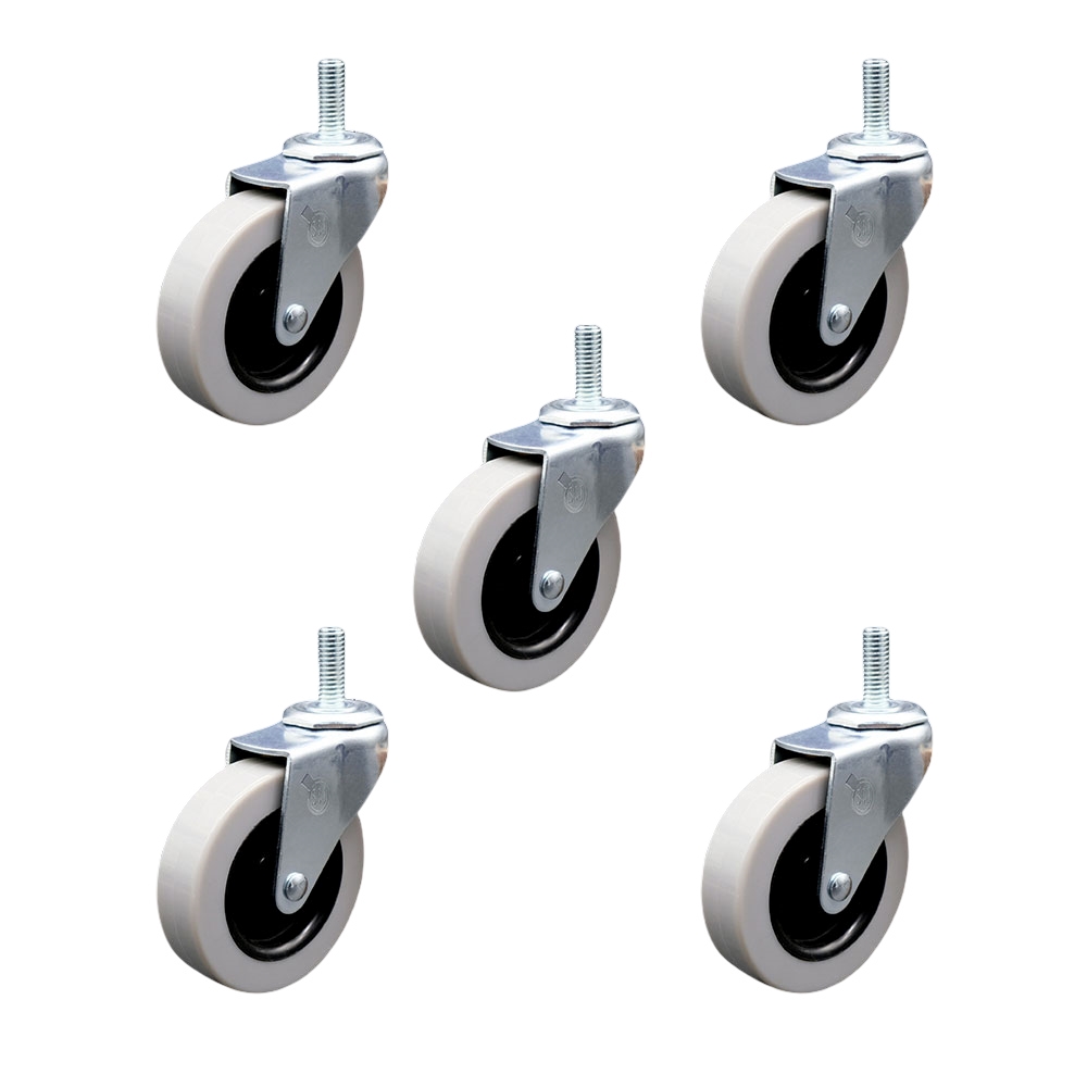 3 Inch Swivel Thermoplastic Rubber Caster Wheels and 1/2 Inch - 13 TPI x 1.5 Inch Threaded Stem Casters - 550 lbs. Total Capacity - Set of 5 - Service Caster Brand — photo 1