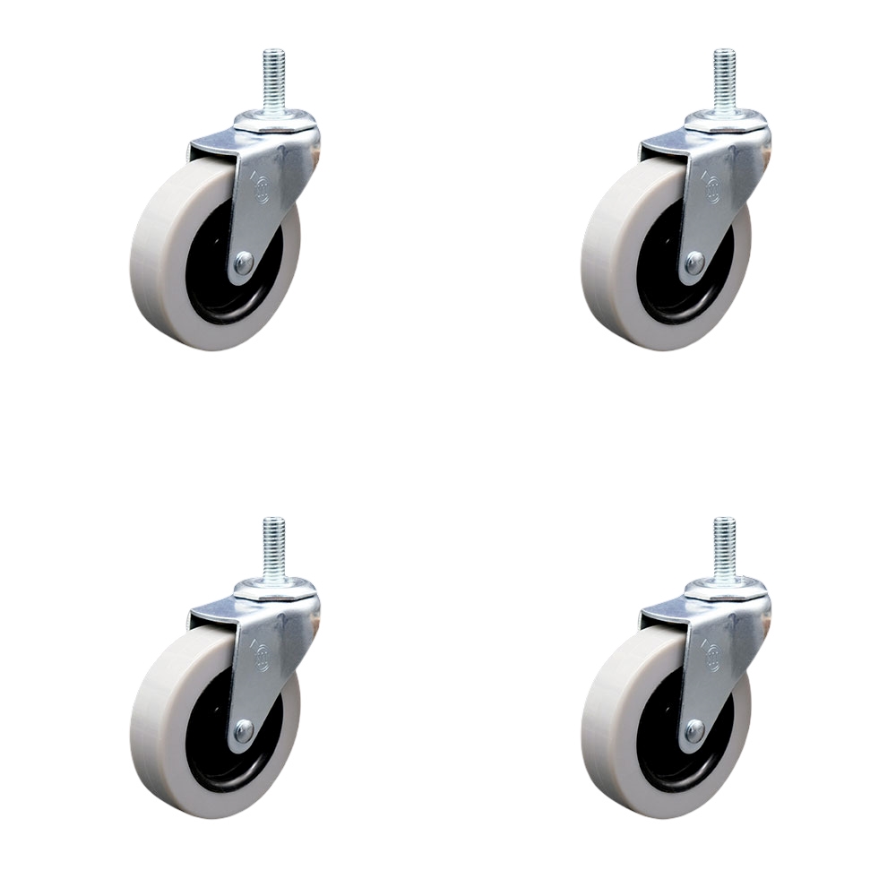 3 Inch Swivel Thermoplastic Rubber Caster Wheels and 5/16 Inch - 18 TPI x 1.5 Inch Threaded Stem Casters - 440 lbs. Total Capacity - Set of 4 - Service Caster Brand — photo 1