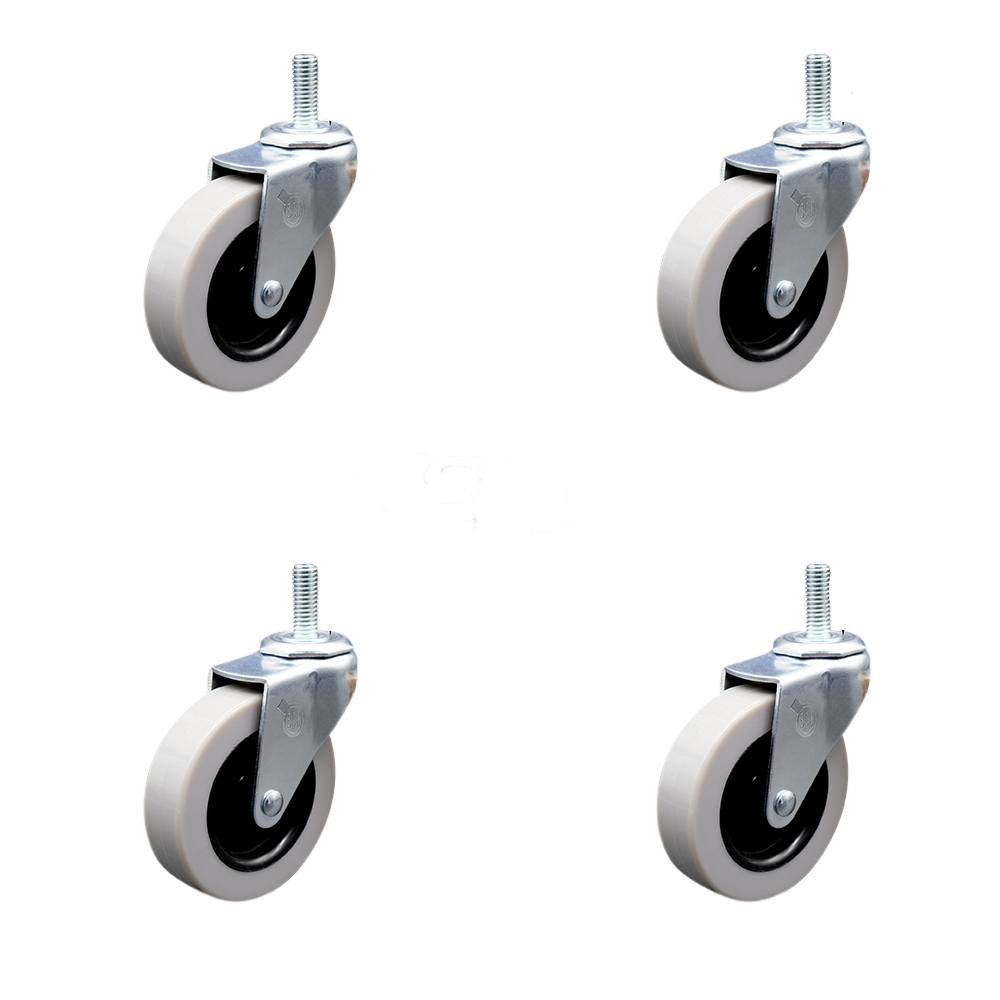 3 Inch Swivel Thermoplastic Rubber Caster Wheels and 10 mm - 1.50 TPI x 1.5 Inch Threaded Stem Casters - 440 lbs. Total Capacity - Set of 4 - Service Caster Brand — photo 1