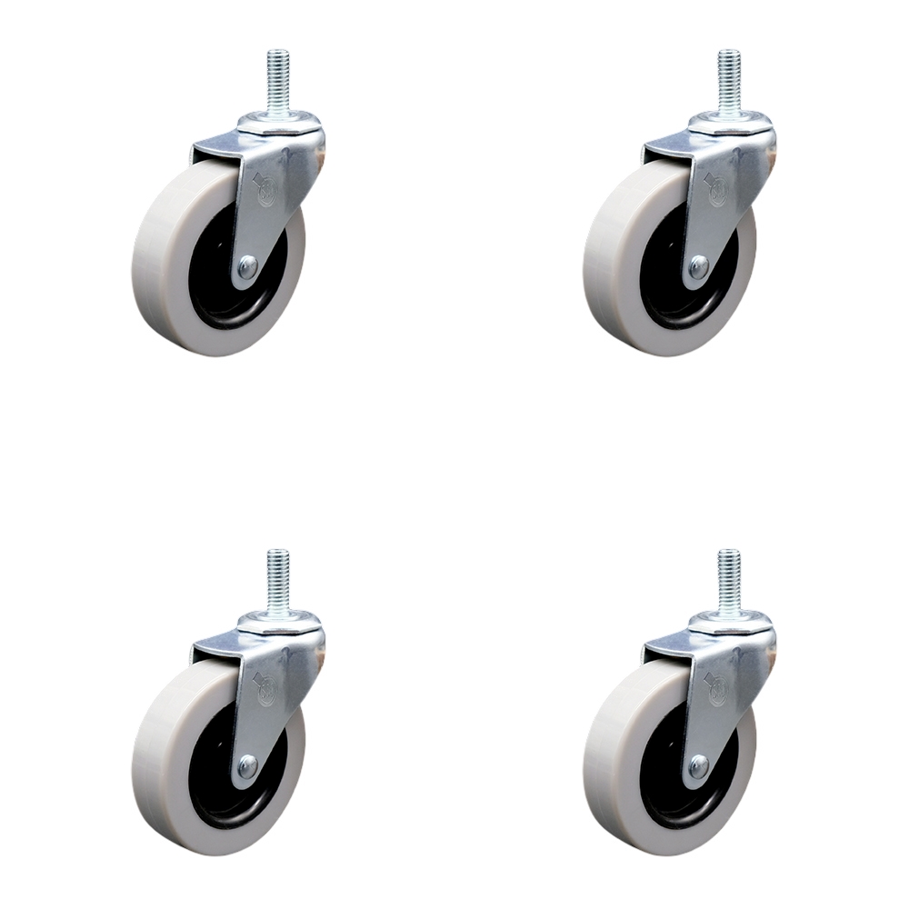 3 Inch Swivel Thermoplastic Rubber Caster Wheels and 12 mm - 1.75 TPI x 1.5 Inch Threaded Stem Casters - 440 lbs. Total Capacity - Set of 4 - Service Caster Brand — photo 1