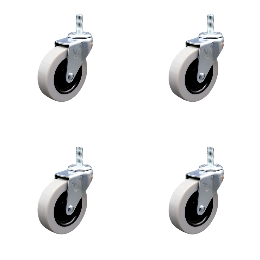 3 Inch Swivel Thermoplastic Rubber Caster Wheels and 8 mm - 1.25 TPI x 1.5 Inch Threaded Stem Casters - 440 lbs. Total Capacity - Set of 4 - Service Caster Brand — photo 1