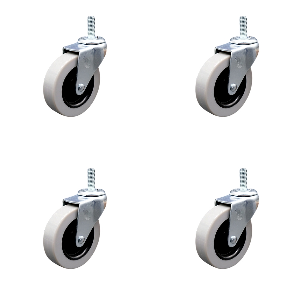 2 Inch Swivel Polyurethane Caster Wheels and 3/8 Inch - 16 TPI x 1 Inch Threaded Stem Casters - 440 lbs. Total Capacity - Set of 4 - Service Caster Brand — photo 1