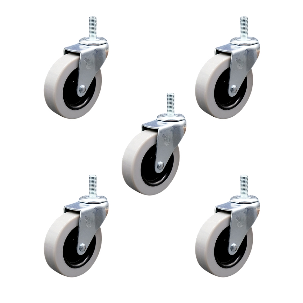 2 Inch Swivel Polyurethane Caster Wheels and 5/16 Inch - 18 TPI x 1 Inch Threaded Stem Casters - 550 lbs. Total Capacity - Set of 5 - Service Caster Brand — photo 1