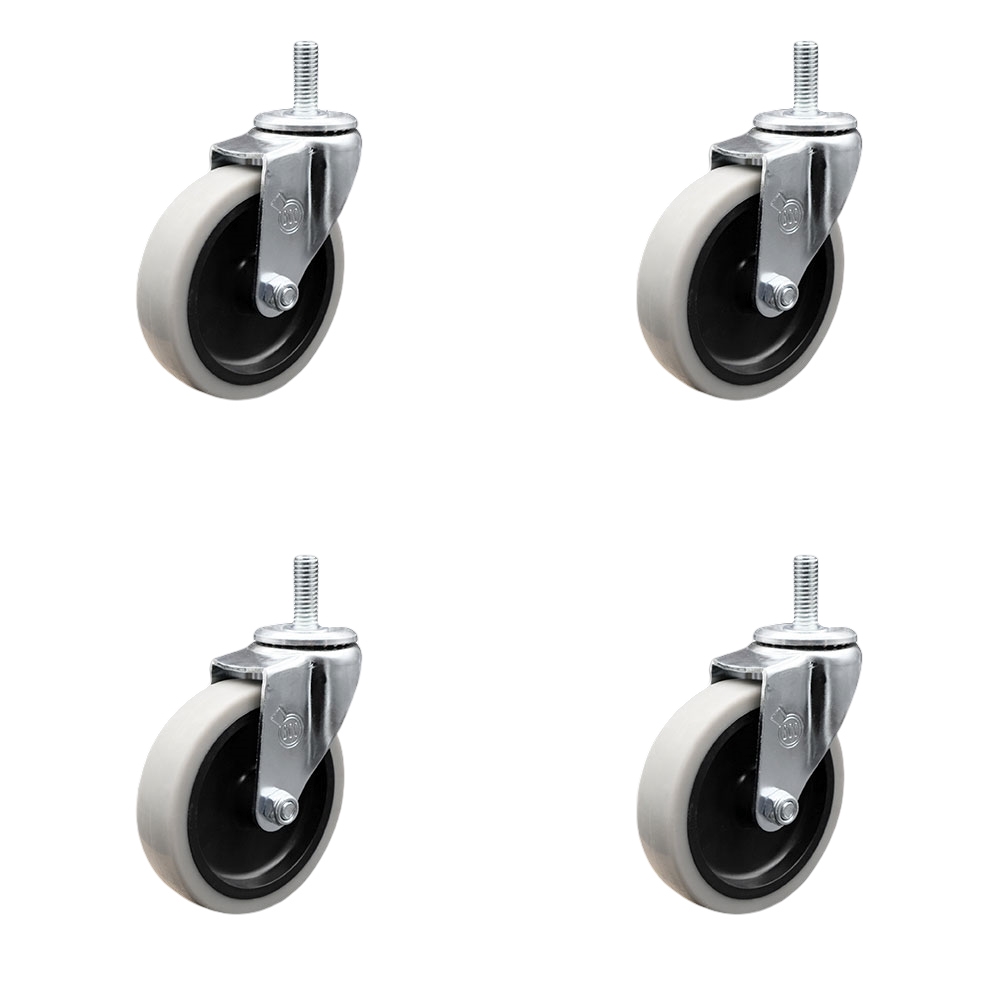 4 Inch Swivel Thermoplastic Rubber Caster Wheels and 5/16 Inch - 18 TPI x 1.5 Inch Threaded Stem Casters - 500 lbs. Total Capacity - Set of 4 - Service Caster Brand — photo 1