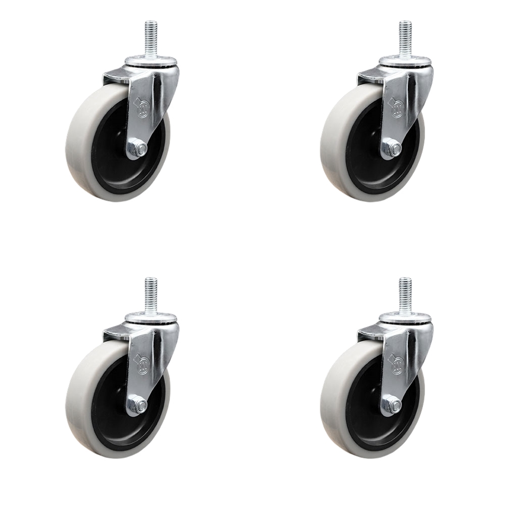 4 Inch Swivel Thermoplastic Rubber Caster Wheels and 8 mm - 1.25 TPI x 1.5 Inch Threaded Stem Casters - 500 lbs. Total Capacity - Set of 4 - Service Caster Brand — photo 1