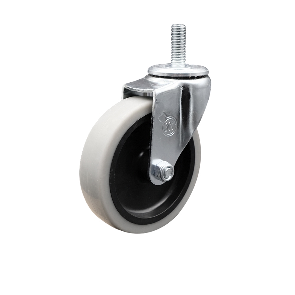 4 Inch Swivel Thermoplastic Rubber Caster Wheel and 8 mm - 1.25 TPI x 1.5 Inch Threaded Stem Caster - 125 lbs. Per Caster - Service Caster Brand — photo 1