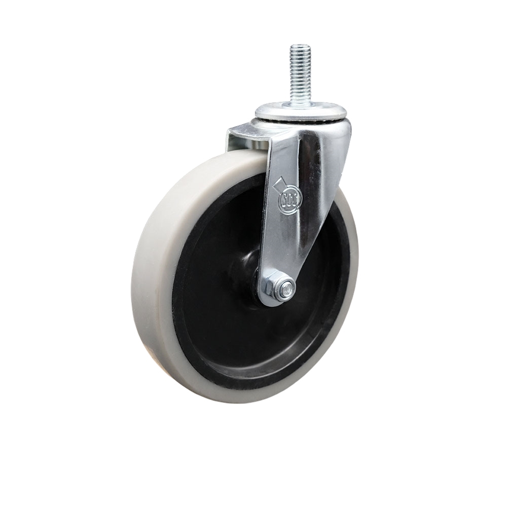 5 Inch Swivel Thermoplastic Rubber Caster Wheel and 1/2 Inch - 13 TPI x 1.5 Inch Threaded Stem Caster - 130 lbs. Per Caster - Service Caster Brand — photo 1