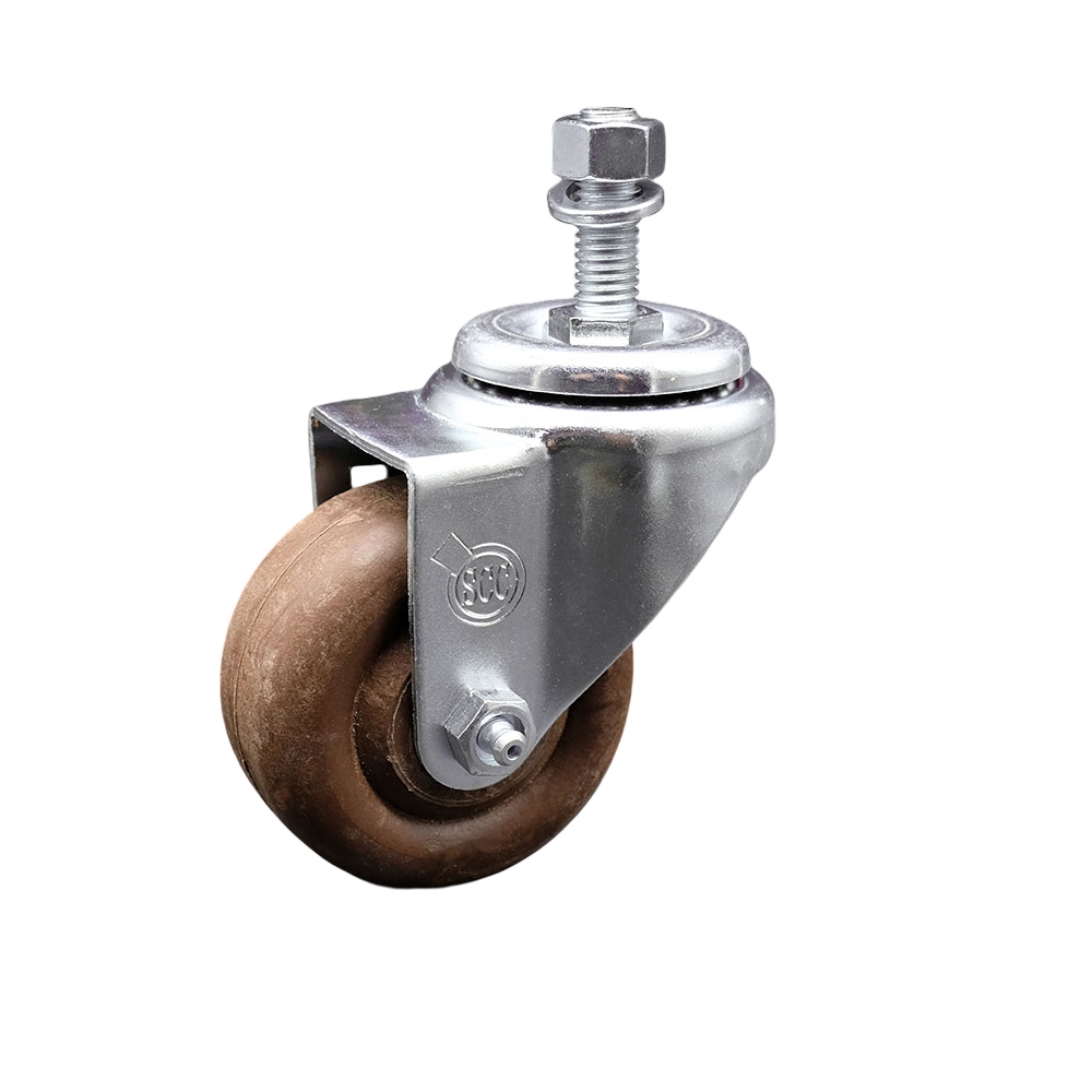 High Temp Glass Filled Nylon Swivel Threaded Stem Caster w/3" x 1.25" Brown Wheel and 1/2" Stem - 350 lbs Capacity/Caster - Service Caster Brand — photo 1