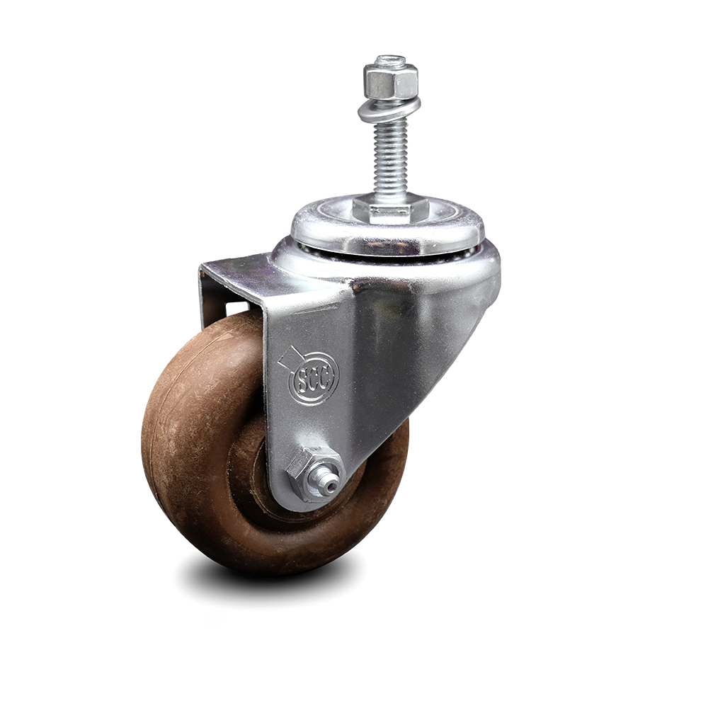 High Temp Glass Filled Nylon Swivel Threaded Stem Caster w/3" x 1.25" Brown Wheel and 3/8" Stem - 350 lbs Capacity/Caster - Service Caster Brand — photo 1
