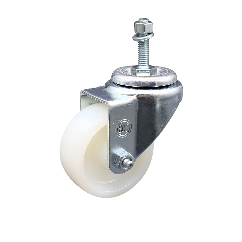 3" Swivel Caster with 3/8" Threaded Stem and White Nylon Wheel - 300 lbs. Capacity - Service Caster Brand — photo 1