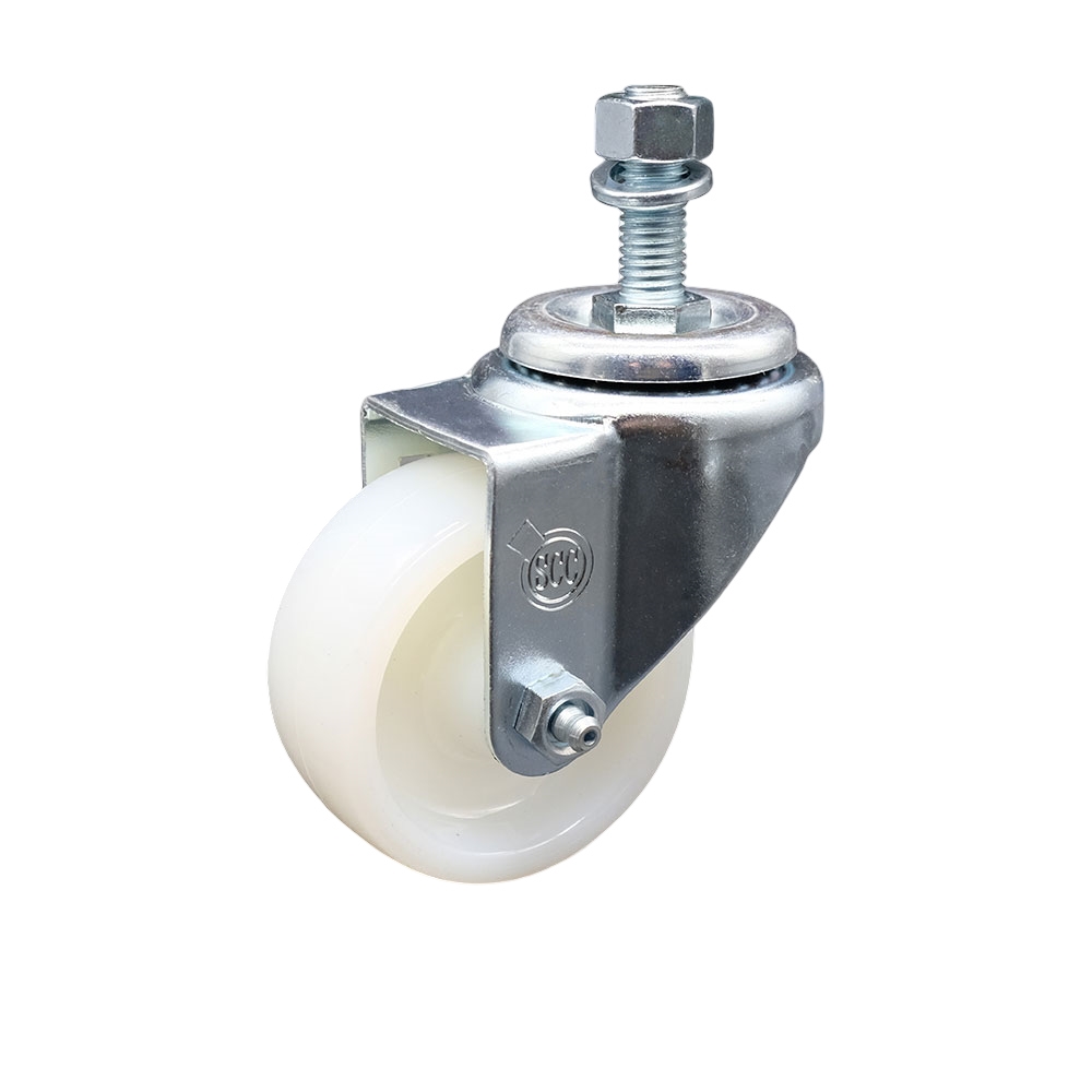 Nylon Swivel Threaded Stem Caster w/3" x 1.25" White Wheel and 12MM Metric Stem - 300 lbs Capacity/Caster - Service Caster Brand — photo 1