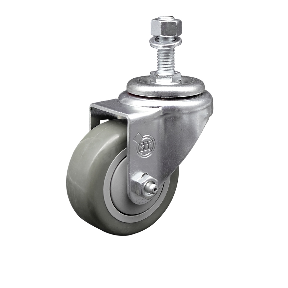 Service Caster Brand Replacement for Colson Caster 2.03354.92 MTG11 - Polyurethane Swivel Threaded Stem Caster with 3" Gray Wheel and 1/2" x 1" Stem - 300 lbs Capacity/Caster — photo 1