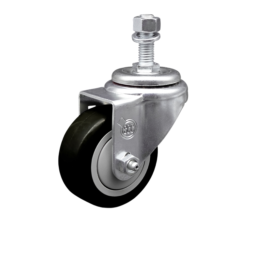 Service Caster Brand Replacement for Colson Caster 2.03354.92 MTG10 - Polyurethane Swivel Threaded Stem Caster with 3" Black Wheel and 1/2" x 3/4" Stem - 300 lbs Capacity/Caster — photo 1