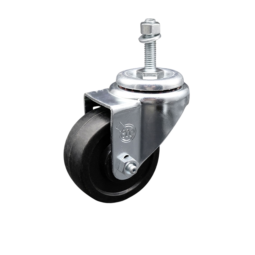 3" Swivel Caster with 3/8" Threaded Stem and Soft Rubber Wheel - 175 lbs. Capacity - Service Caster Brand — photo 1