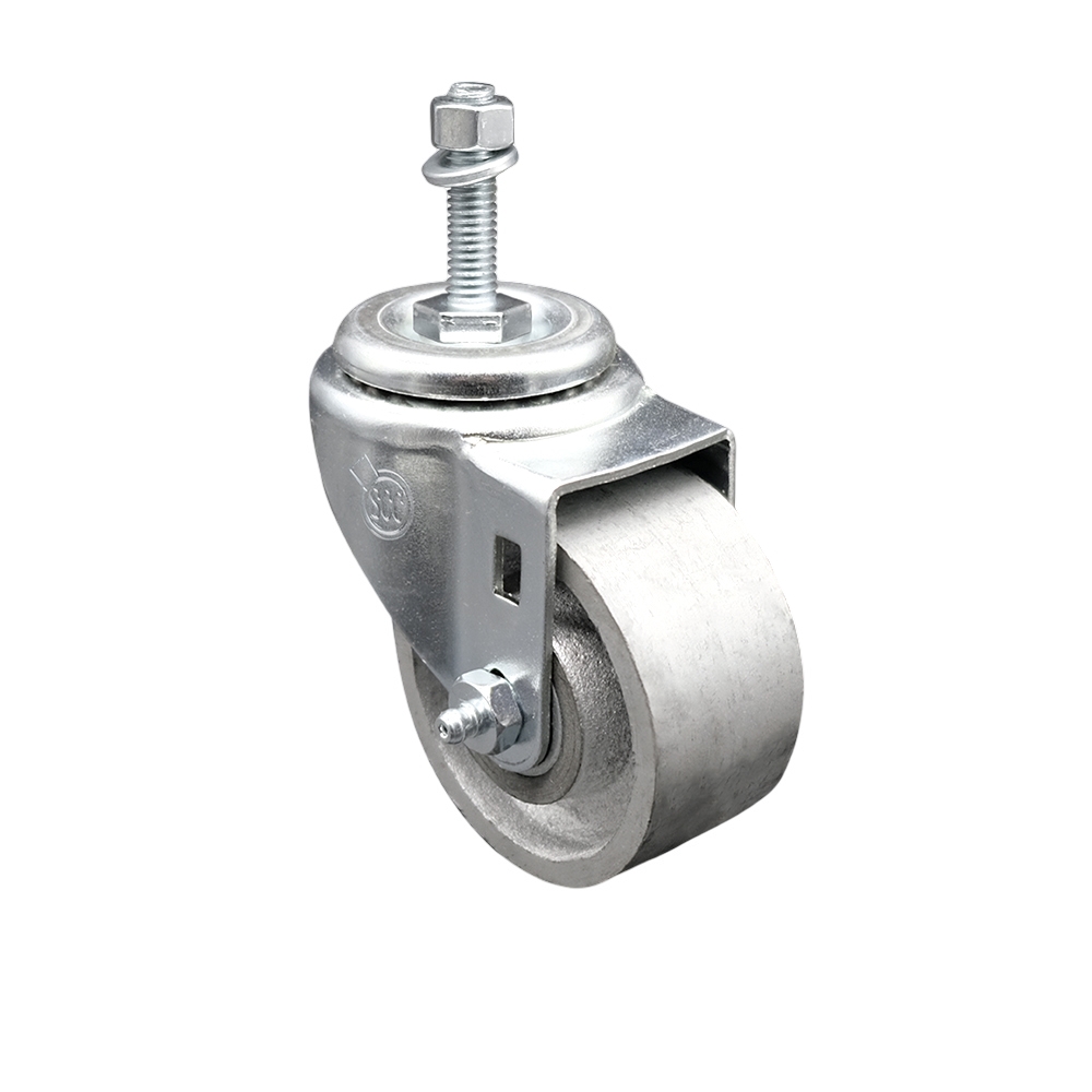 Semi Steel Cast Iron Swivel Threaded Stem Caster - 3" x 1.25" Silver Wheel and 3/8" Stem - 300 lbs Capacity/Caster - Service Caster Brand — photo 1