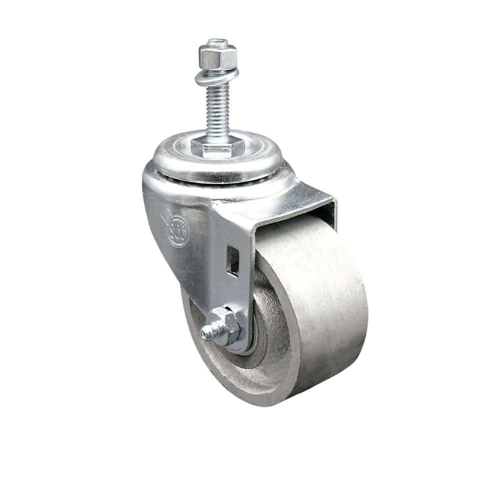 Semi Steel Cast Iron Swivel Threaded Stem Caster - 3" x 1.25" Silver Wheel and 10MM Metric Stem - 300 lbs Capacity/Caster - Service Caster Brand — photo 1