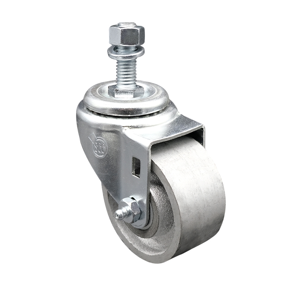 Semi Steel Cast Iron Swivel Threaded Stem Caster - 3" x 1.25" Silver Wheel and 12MM Metric Stem - 300 lbs Capacity/Caster - Service Caster Brand — photo 1