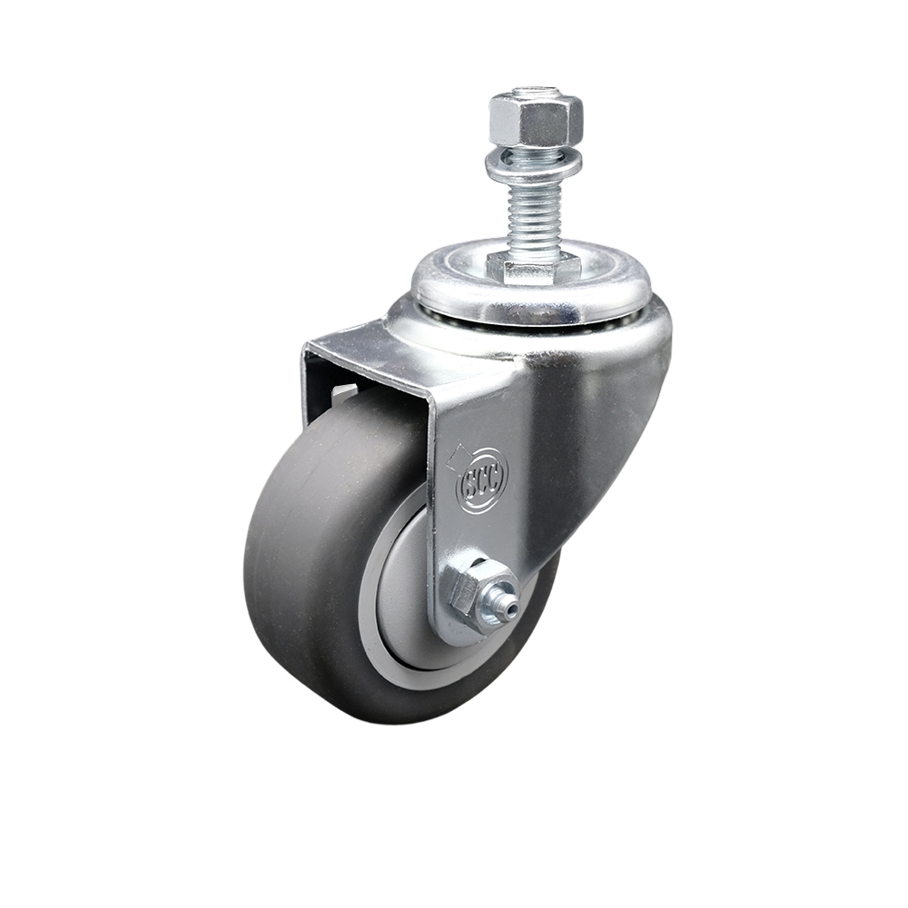 Service Caster Brand Replacement for Colson Caster 2.03354.42 MTG11 - Thermoplastic Rubber Swivel Threaded Stem Caster - 3" Gray Wheel and 1/2" x 1” Stem - 210 lbs Capacity/Caster — photo 1