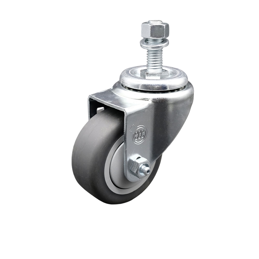 Thermoplastic Rubber Swivel Threaded Stem Caster - 3" x 1.25" Gray Wheel and 12MM Metric Stem - 210 lbs Capacity/Caster - Service Caster Brand — photo 1