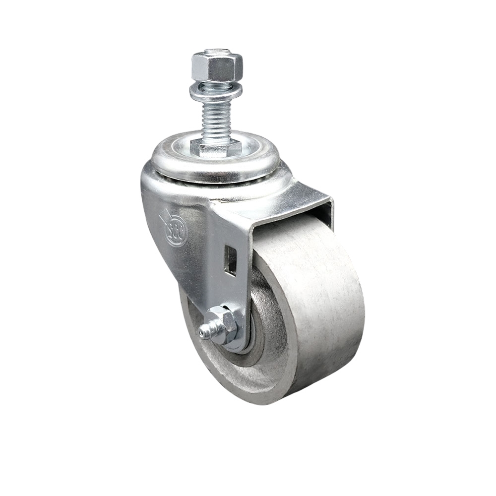 Semi Steel Cast Iron Swivel Threaded Stem Caster w/Roller Bearing - 3" x 1.5" Silver Wheel and 1/2" Stem - 300 lbs Capacity/Caster - Service Caster Brand — photo 1