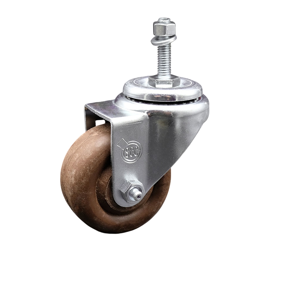 High Temp Glass Filled Nylon Swivel Threaded Stem Caster w/3.5" x 1.25" Brown Wheel and 10MM Metric Stem - 350 lbs Capacity/Caster - Service Caster Brand — photo 1