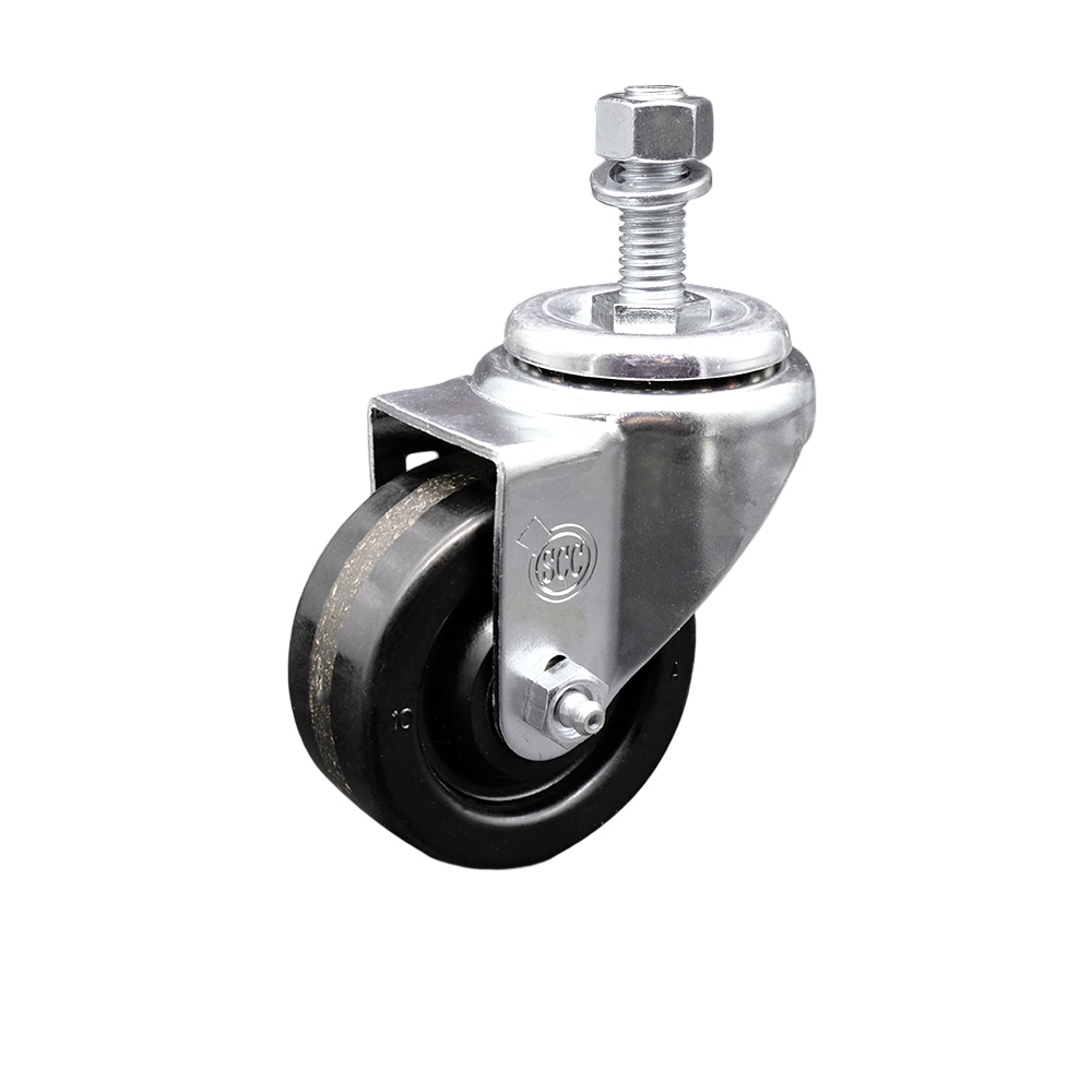 Phenolic Swivel Threaded Stem Caster w/Roller Bearing - 3.5" x 1.25" Black Wheel and 12MM Metric Stem - 300 lbs Capacity/Caster - Service Caster Brand — photo 1