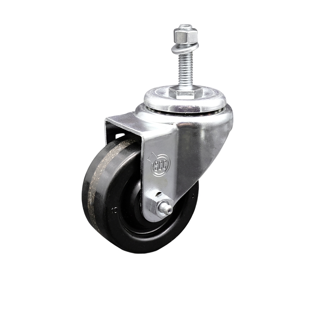 3-1/2" Swivel Caster with 10mm Threaded Stem and Phenolic Wheel - 300 lbs. Capacity - Service Caster Brand — photo 1