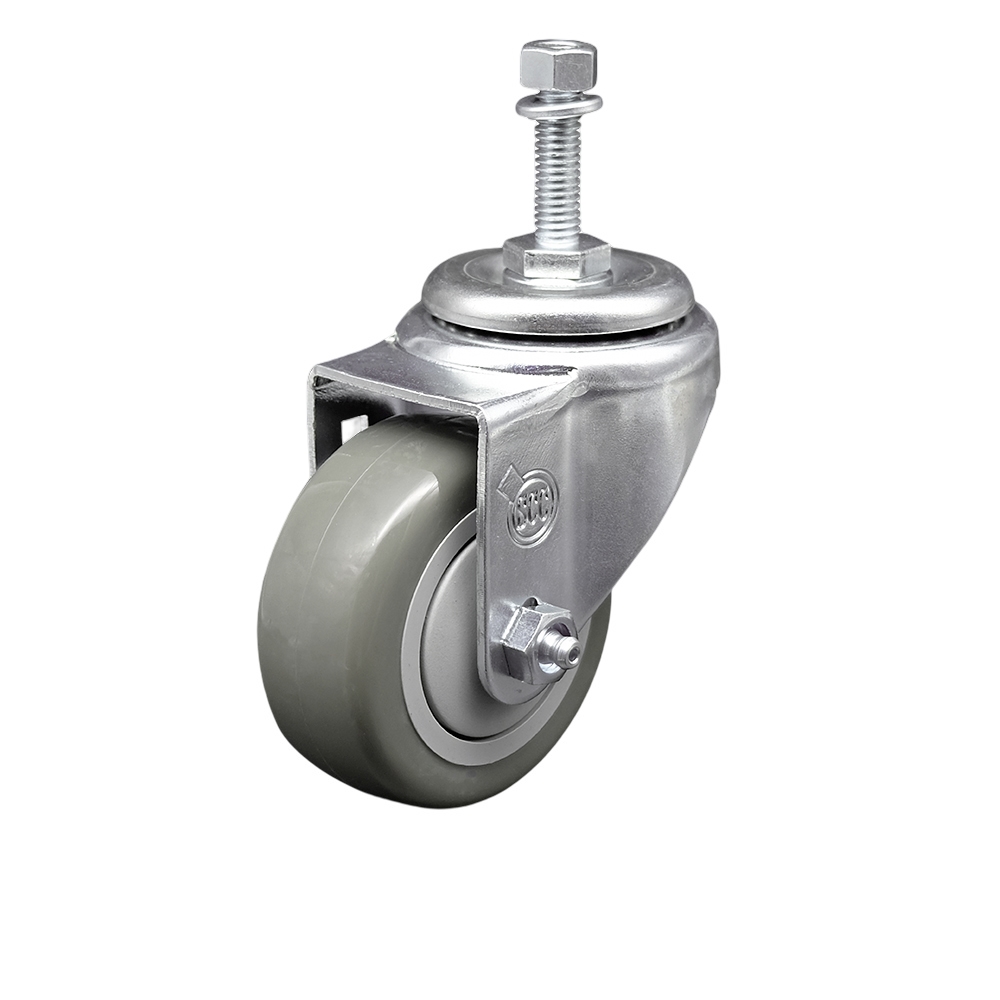 Polyurethane Swivel Threaded Stem Caster w/3.5" x 1.25" Gray Wheel and 3/8" Stem - 300 lbs Capacity/Caster - Service Caster Brand — photo 1