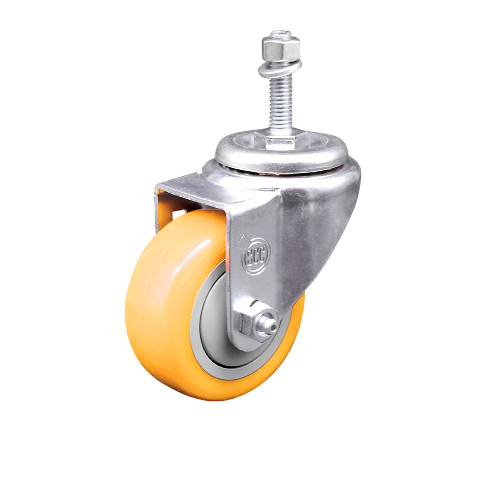 Polyurethane Swivel Stem Caster with 3.5 Inch Yellow Caster Wheel - 10mm Metric Threaded Stem - 316 Stainless Steel Caster - 300 lbs. Capacity Per Caster - Service Caster Brand — photo 1