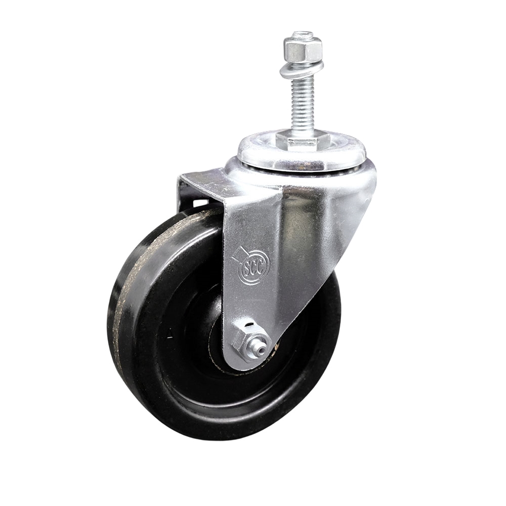 Phenolic Swivel Threaded Stem Caster w/Roller Bearing - 4" x 1.25" Black Wheel and 3/8" Stem - 300 lbs Capacity/Caster - Service Caster Brand — photo 1