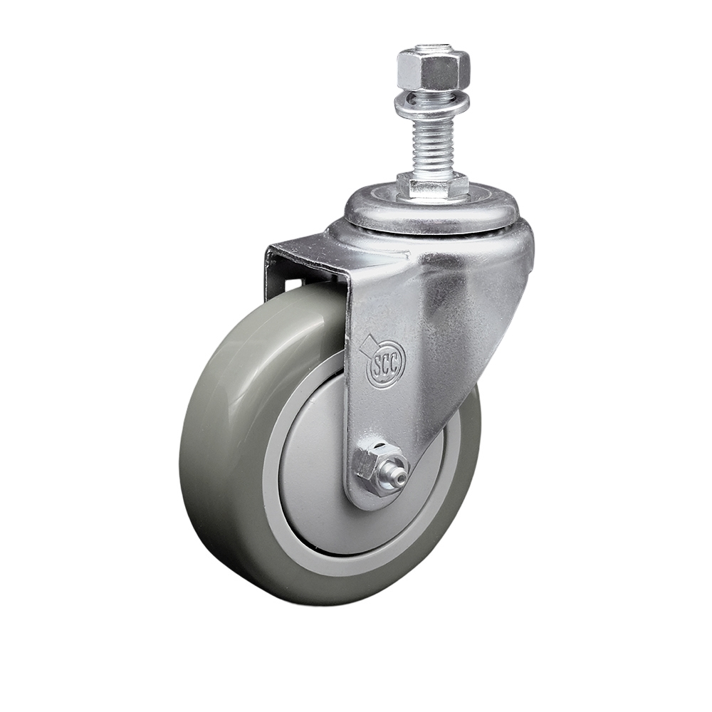 Service Caster Brand Replacement for Colson Caster 2.04254.95 MTG15 - Polyurethane Swivel Threaded Stem Caster with 4" Gray Wheel and 3/4" x 1-3/4" Stem - 350 lbs Capacity/Caster — photo 1
