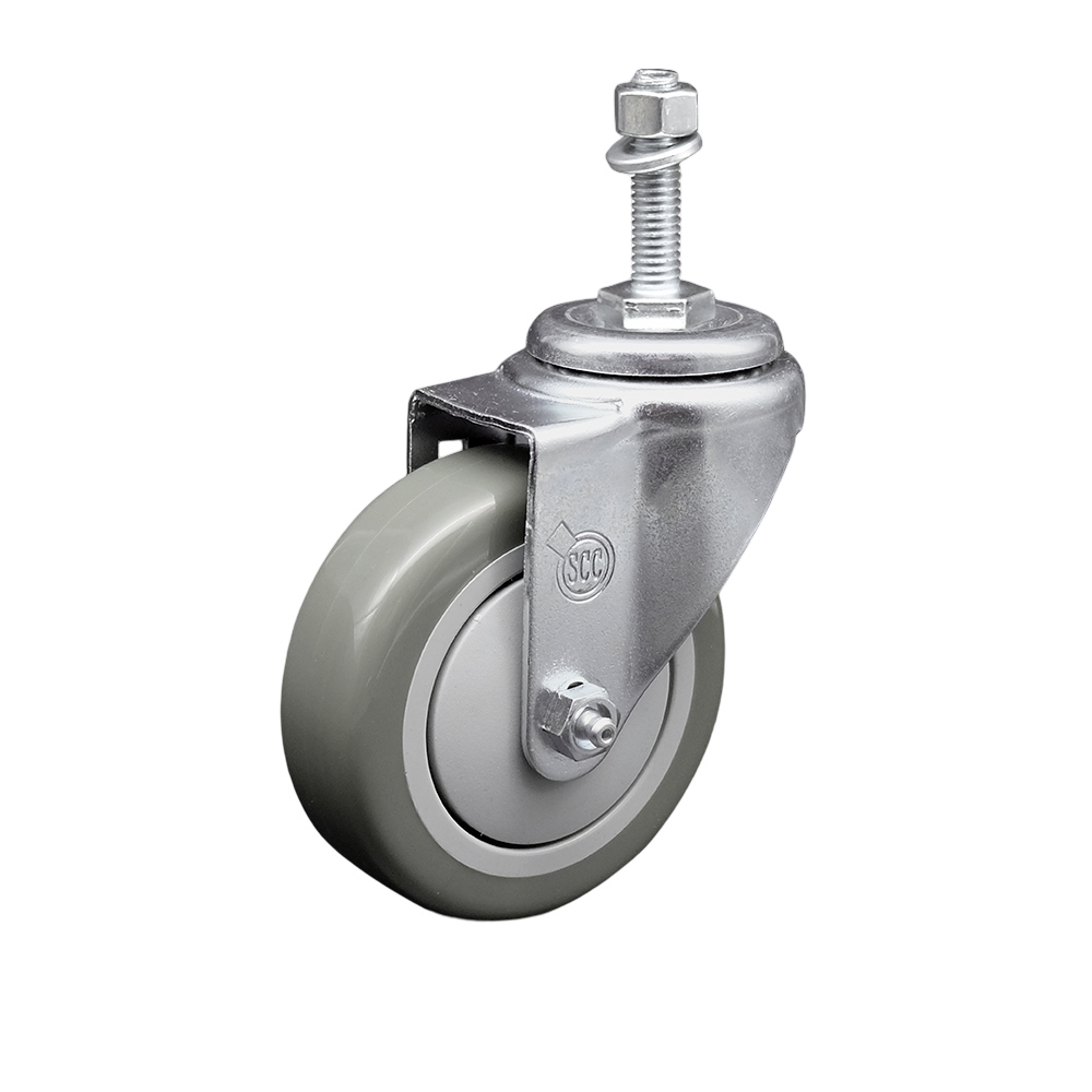 4" Swivel Caster with 3/8" Threaded Stem and Gray Polyurethane Wheel - 350 lbs. Capacity - Service Caster Brand — photo 1