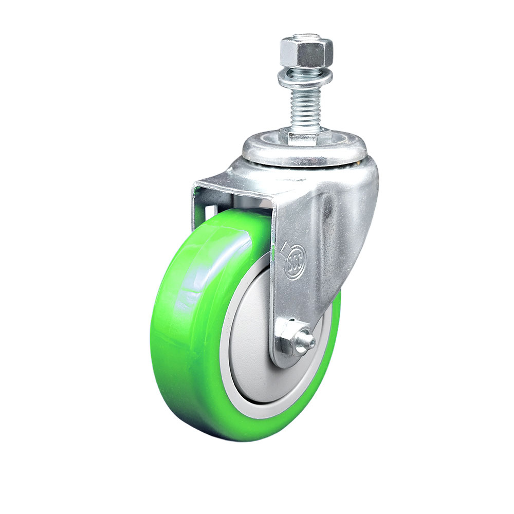 Service Caster Brand Replacement for Colson Caster 2.04254.95 MTG11 - Polyurethane Swivel Threaded Stem Caster with 4" Green Wheel and 1/2" x 1" Stem - 350 lbs Capacity/Caster — photo 1
