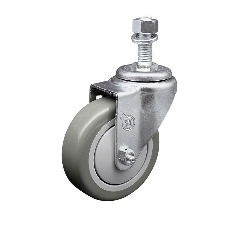 4" Swivel Caster with 12mm Threaded Stem and Gray Polyurethane Wheel - 350 lbs. Capacity - Service Caster Brand — photo 1