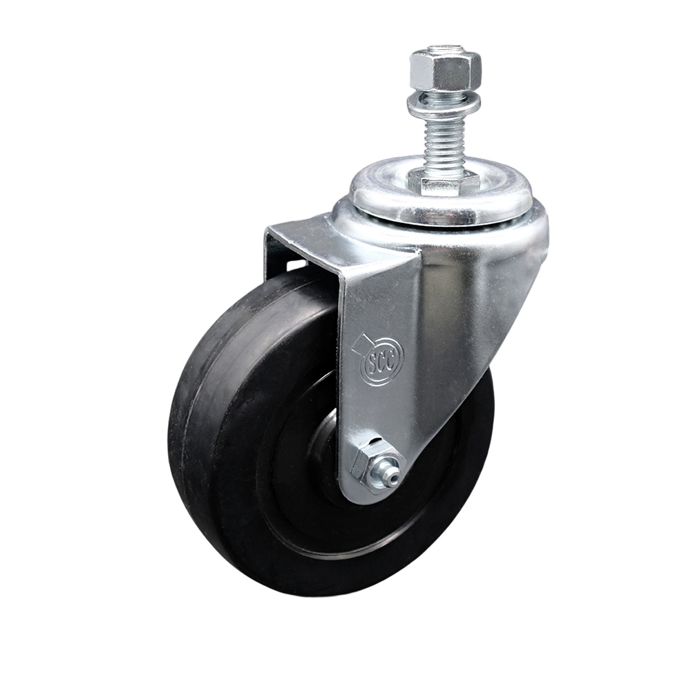 4" Swivel Caster with 1/2" Threaded Stem and Soft Rubber Wheel - 200 lbs. Capacity - Service Caster Brand — photo 1