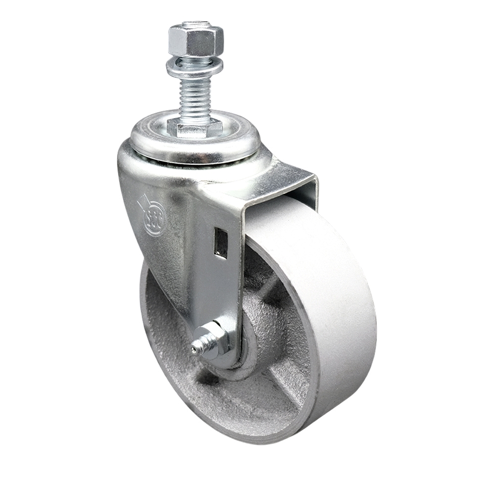 Service Caster Brand Replacement for Colson Caster 2.04254.12 - Semi Steel Cast Iron Swivel Threaded Stem Caster - 4" Silver Wheel and 1/2" x 1-1/2" Stem - 300 lbs Capacity/Caster — photo 1
