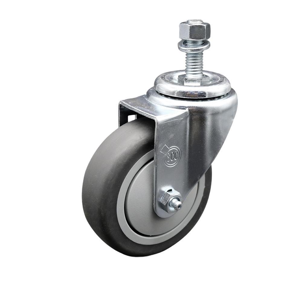 Service Caster Brand Replacement for Colson Caster 2.04254.445 - Thermoplastic Rubber Swivel Threaded Stem Caster - 4" Gray Wheel and 1/2" x 1-1/2" Stem - 250 lbs Capacity/Caster — photo 1