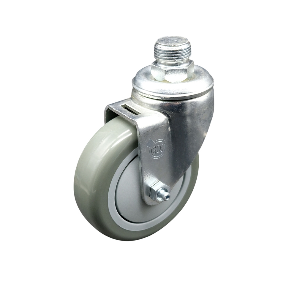 3/4" NPT Pipe Threaded Stem Swivel Caster w/4” x 1.25” Gray Non-Marking Thermoplastic Rubber Wheel – 250 lbs. Capacity/Caster – Service Caster Brand — photo 1