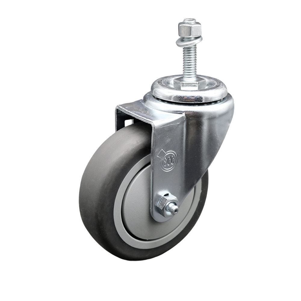 Thermoplastic Rubber Swivel Threaded Stem Caster - 4" x 1.25" Gray Wheel and 10MM Metric Stem - 250 lbs Capacity/Caster - Service Caster Brand — photo 1