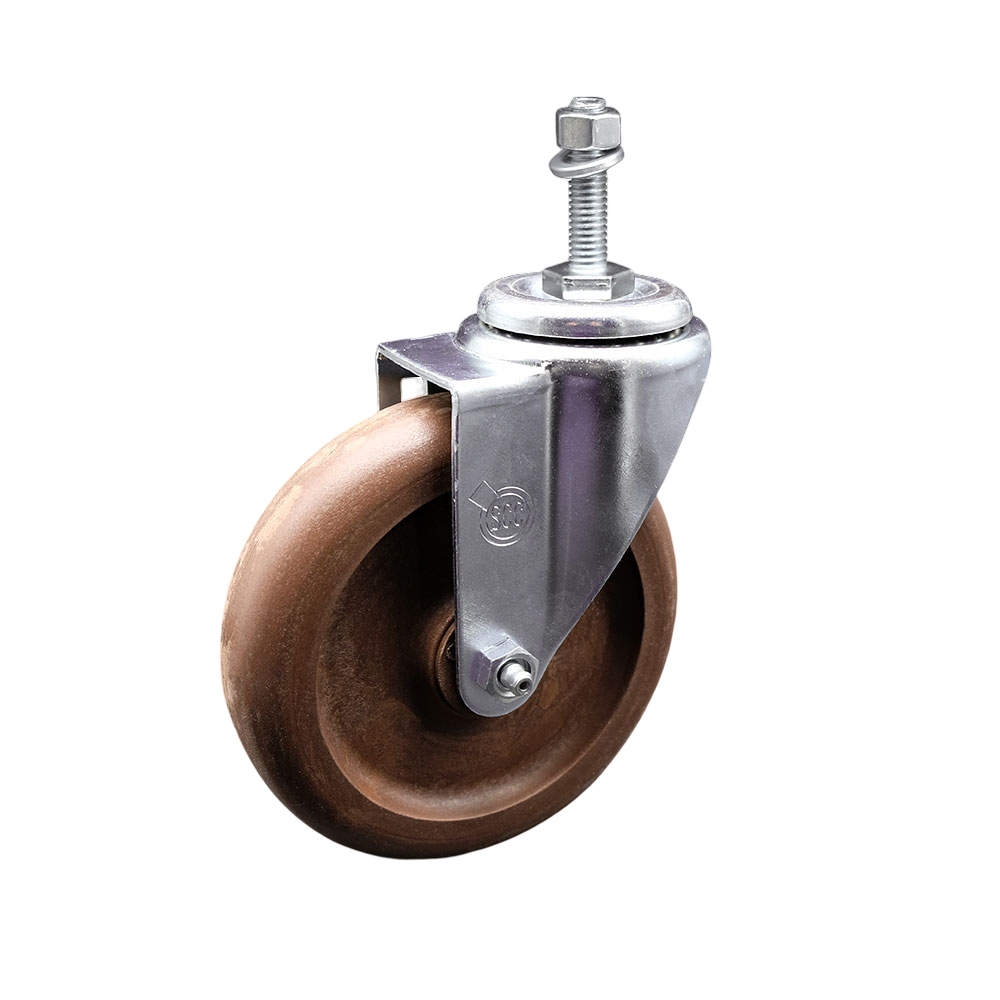 High Temp Glass Filled Nylon Swivel Threaded Stem Caster w/5" x 1.25" Brown Wheel and 3/8" Stem - 350 lbs Capacity/Caster - Service Caster Brand — photo 1