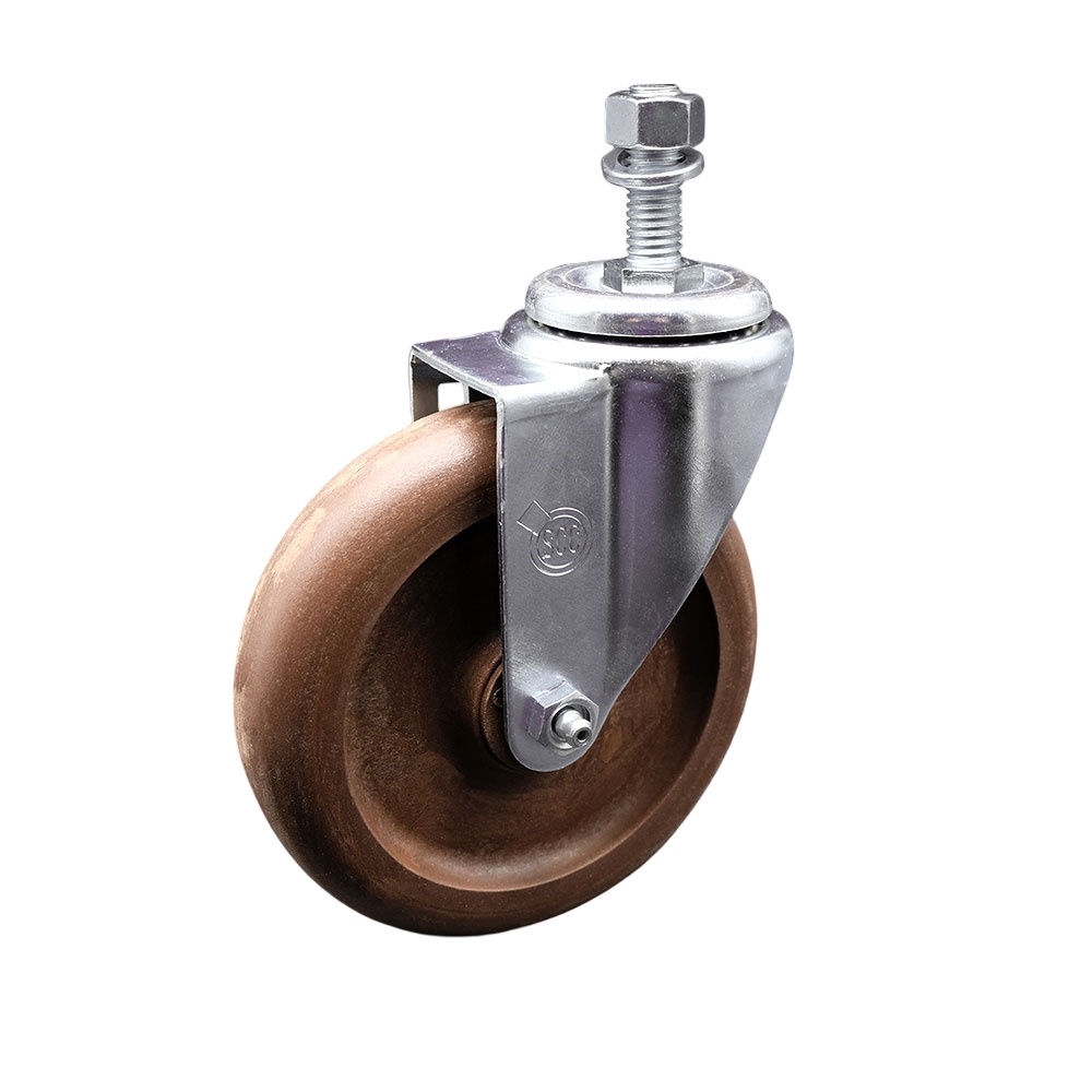 High Temp Glass Filled Nylon Swivel Threaded Stem Caster w/5" x 1.25" Brown Wheel and 12MM Metric Stem - 350 lbs Capacity/Caster - Service Caster Brand — photo 1
