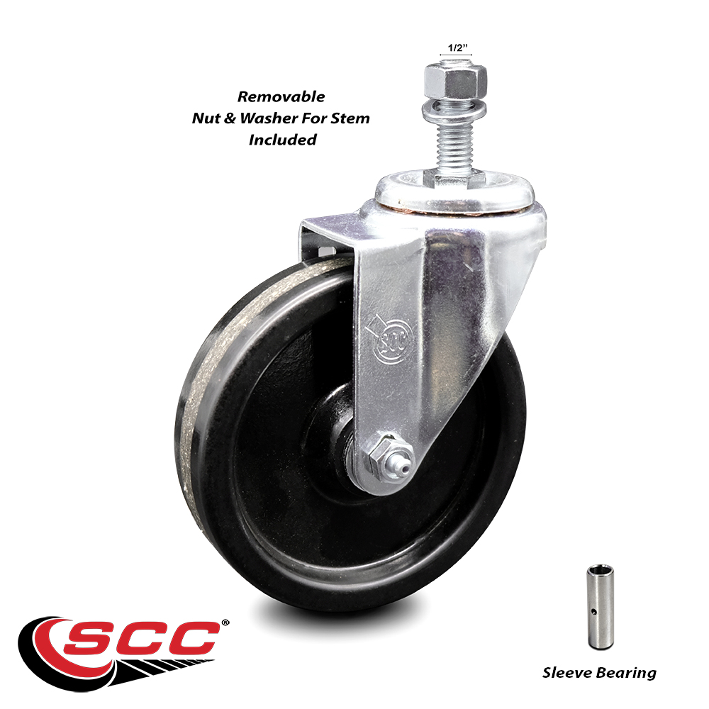 Service Caster Brand 250 lbs Capacity//Caster Black Polyurethane Swivel Threaded Stem Caster w//3.5 x 1.25 Wheel and 3//8 Stem