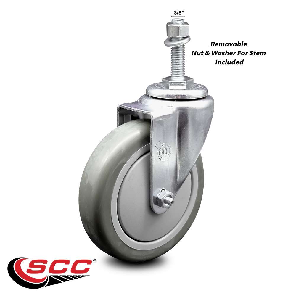 Service Caster Brand 250 lbs Capacity//Caster Black Polyurethane Swivel Threaded Stem Caster w//3.5 x 1.25 Wheel and 3//8 Stem