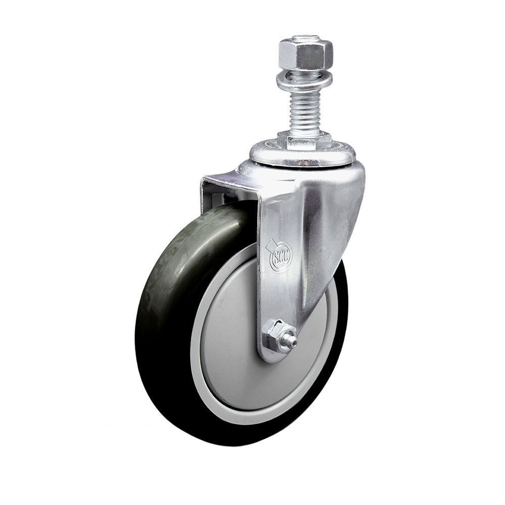 5" Swivel Caster with 12mm Threaded Stem and Black Polyurethane Wheel - 350 lbs. Capacity - Service Caster Brand — photo 1